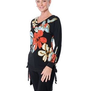 Nwt MARALLIS draped colour top with side detail